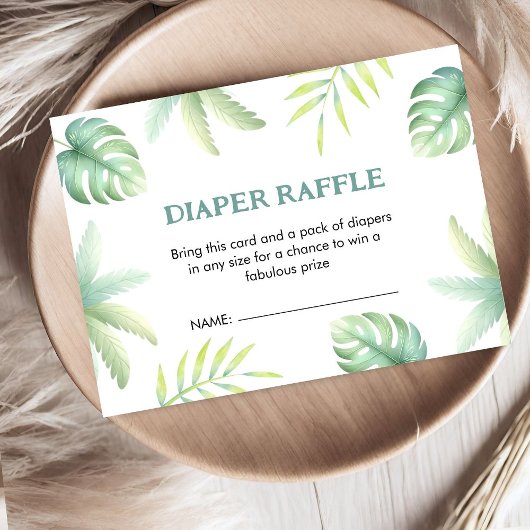 Tropisch groen groene luier Raffle Baby shower Informatiekaartje