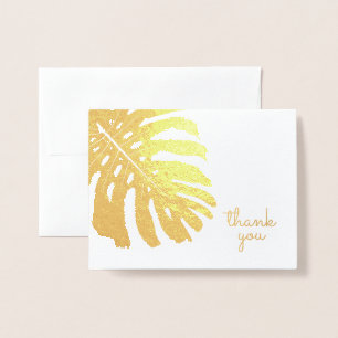 Tropisch groen Hawaii Monstera Leaf Bedankt Folie Kaarten