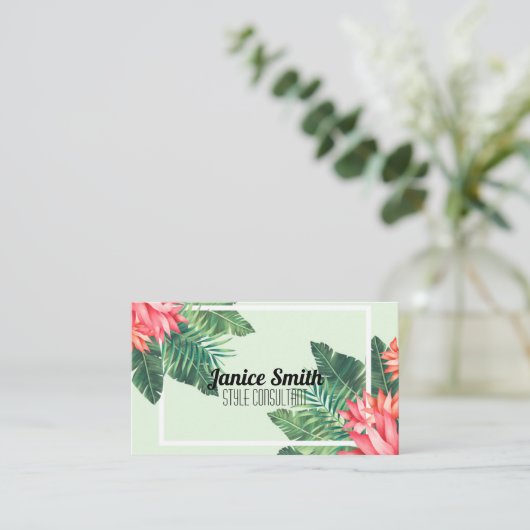 Tropisch groen helder en professioneel modern visitekaartje (Staand voorkant)