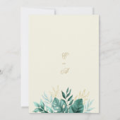 Tropisch groen ivoorgoud glitter floral bruiloft kaart (Achterkant)