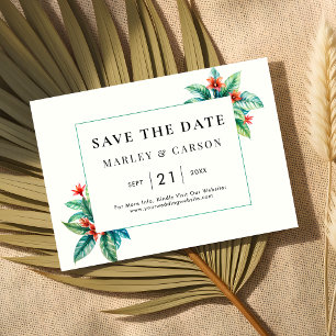 Tropisch groen kader moderne tuin bruiloft save the date
