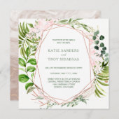 Tropisch groen krans met roze bloemen kaart (Voorkant / Achterkant)