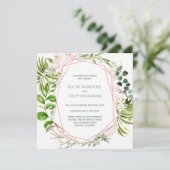 Tropisch groen krans met roze bloemen kaart (Staand voorkant)