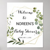 Tropisch groen laat Baby shower welkom Poster (Voorkant)