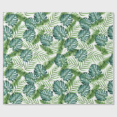 Tropisch groen laat botanisch patroon over cadeaupapier (Vlak)