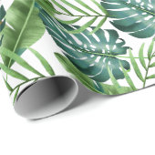 Tropisch groen laat botanisch patroon over cadeaupapier (Rol Hoek)
