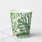 Tropisch groen laat botanische eilandpalmboom papieren bekers (Achterkant)