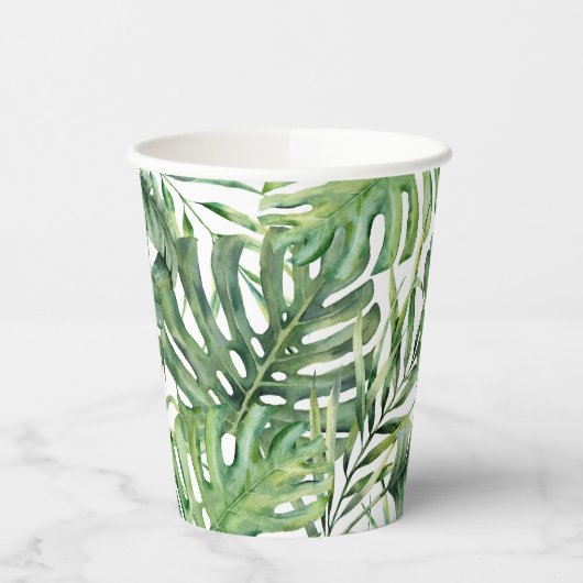 Tropisch groen laat botanische eilandpalmboom papieren bekers (Links)