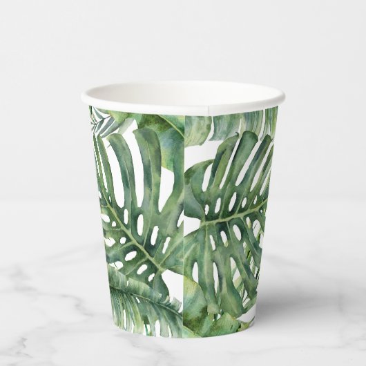 Tropisch groen laat botanische eilandpalmboom papieren bekers (Rechts)