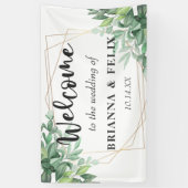 Tropisch groen laat gouden Lijst bruiloft achter Spandoek (Verticaal)