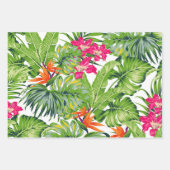 Tropisch groen laat roze Oranje bloemen vallen Inpakpapier Vel (Voorkant)