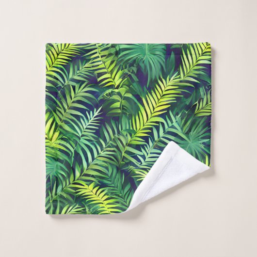 Tropisch groen Leaf Fern Pattern Bad Handdoek (Wasdoekje)