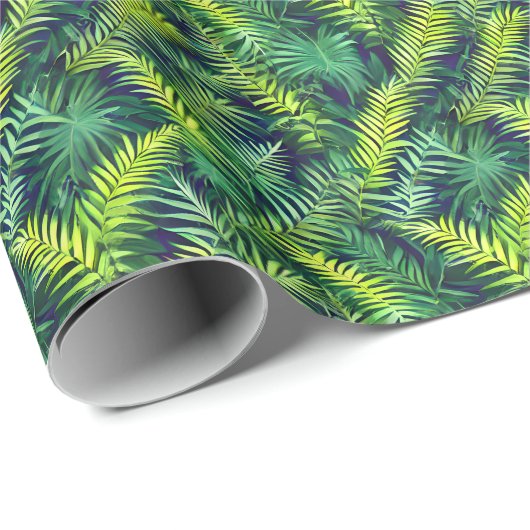 Tropisch groen Leaf Fern Pattern Cadeaupapier (Rol Hoek)
