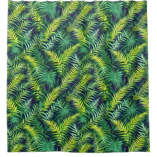 Tropisch groen Leaf Fern Pattern Douchegordijn (Voorkant)