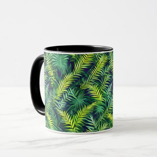 Tropisch groen Leaf Fern Pattern Mok (Voorkant links)