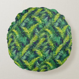 Tropisch groen Leaf Fern Pattern Rond Kussen