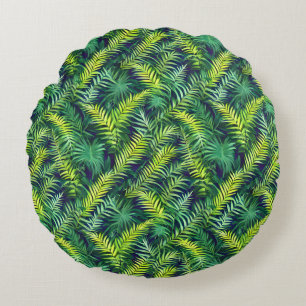 Tropisch groen Leaf Fern Pattern Rond Kussen