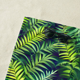 Tropisch groen Leaf Fern Pattern Strandlaken