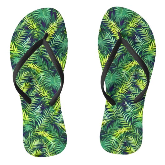 Tropisch groen Leaf Fern Pattern Teenslippers (Voetbed)