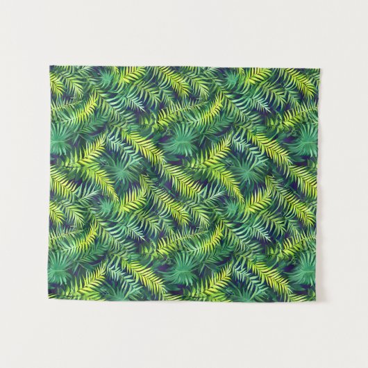 Tropisch groen Leaf Fern Pattern Wandkleed (Voorkant (horizontaal))