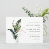 Tropisch groen lederen huwelijk kaart (Staand voorkant)