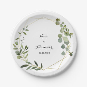 Tropisch groen lederen huwelijk papieren bordje