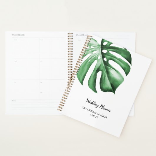 Tropisch groen lef bruiloft/evenementboomboek planner (Display)