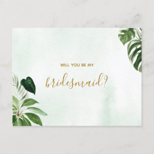 Tropisch groen lef zal je mijn Bridesmaid zijn Uitnodiging Briefkaart