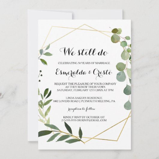 Tropisch groen leves Vow Renewal Kaart (Voorkant)