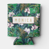 Tropisch groen Lila goudmonster laat Floral vallen Blikjeskoeler (Voorkant)
