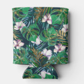 Tropisch groen Lila goudmonster laat Floral vallen Blikjeskoeler (Achterkant)