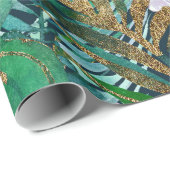 Tropisch groen Lila goudmonster laat Floral vallen Cadeaupapier (Rol Hoek)