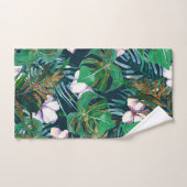 Tropisch groen Lila goudmonster laat Floral vallen Handdoek (Handdoek)