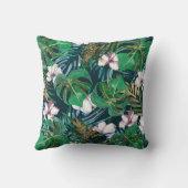 Tropisch groen Lila goudmonster laat Floral vallen Kussen (Achterkant)