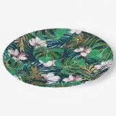 Tropisch groen Lila goudmonster laat Floral vallen Papieren Bordje (Gekanteld)