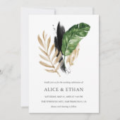Tropisch groen loof bruiloft kaart (Voorkant)