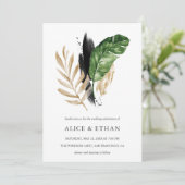 Tropisch groen loof bruiloft kaart (Staand voorkant)