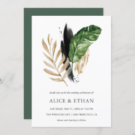 Tropisch groen loof bruiloft kaart