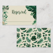 Tropisch groen loof gereserveerde zitting bruiloft plaatskaartje (Voorkant / Achterkant)