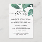 Tropisch groen loof script bruiloft details informatiekaartje (Voorkant)