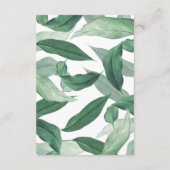 Tropisch groen loof script bruiloft details informatiekaartje (Achterkant)