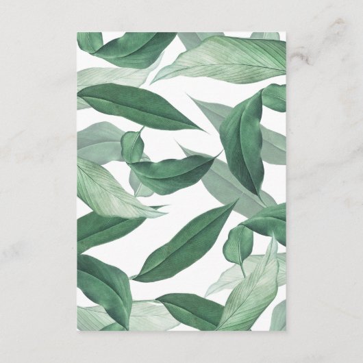 Tropisch groen loof script bruiloft details informatiekaartje (Achterkant)