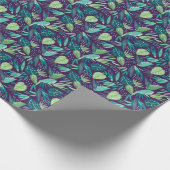 Tropisch groen loopvlakpatroon op Paars Cadeaupapier (Hoek)