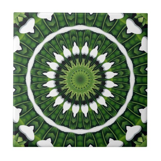 Tropisch groen Mandala Tegeltje (Voorkant)