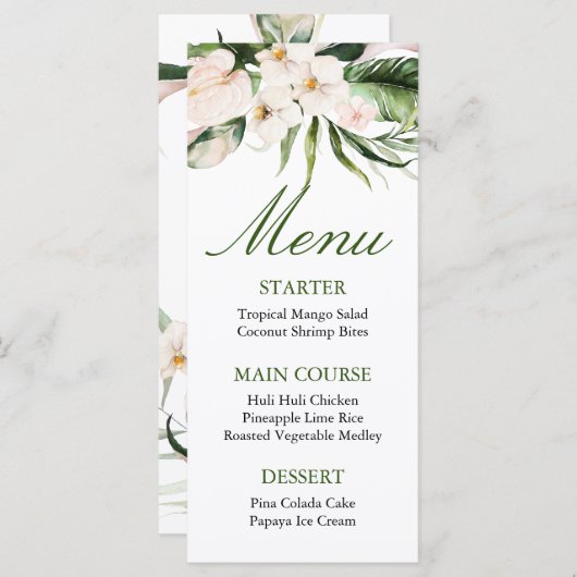 Tropisch groen Menu Kaart (Voorkant / Achterkant)