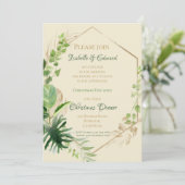 Tropisch groen met Gold Leaves Kerstmis Kaart (Staand voorkant)