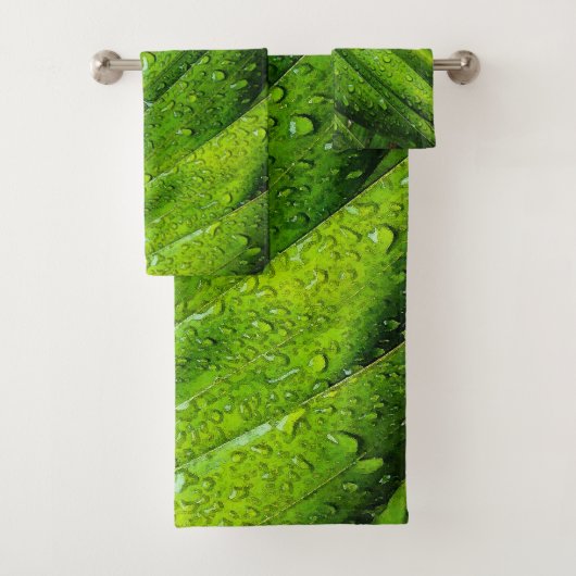 Tropisch groen met regendruppels bad handdoek (Insitu)