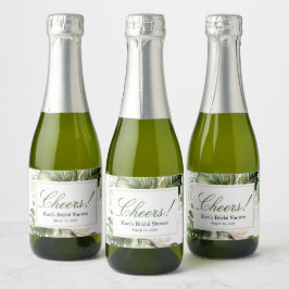 Tropisch groen mini champagne flesje label sparkling wijnetiket