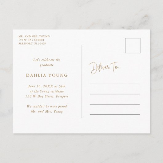 Tropisch groen Modern Afstuderen Aankondigingskaart (Achterkant)