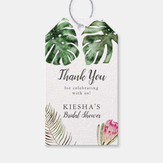 Tropisch groen Modern gebladerte Vrijgezellenfeest Cadeaulabel (Voorkant)